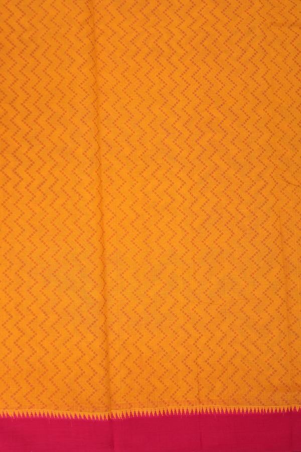 Mangalagiri Cotton Saree In Orange With Chevron Design