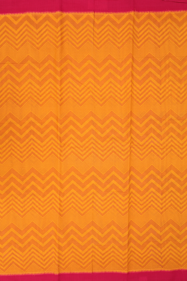 Mangalagiri Cotton Saree In Orange With Chevron Design
