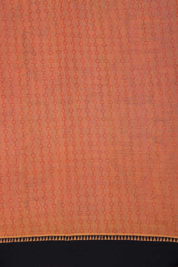 Mangalagiri Cotton Saree In Orange With Floral Design