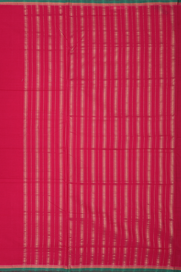 Mangalagiri Cotton Saree In Red With Contrast Border