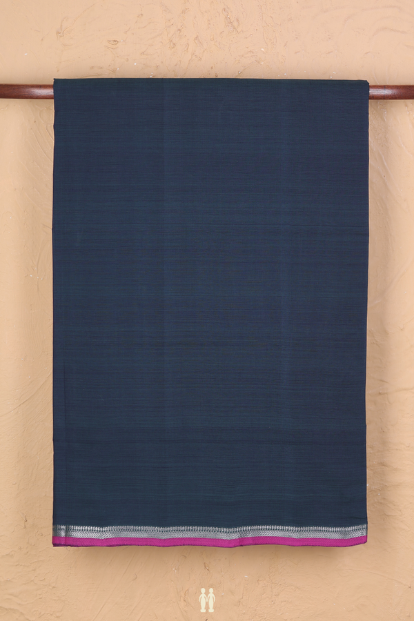 Mangalagiri Cotton Saree In Midnight Green With Zari Border