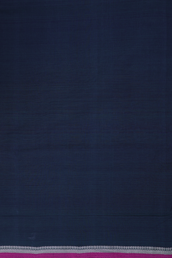 Mangalagiri Cotton Saree In Midnight Green With Zari Border