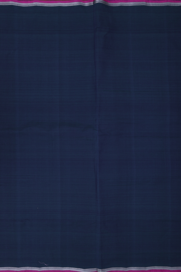 Mangalagiri Cotton Saree In Midnight Green With Zari Border
