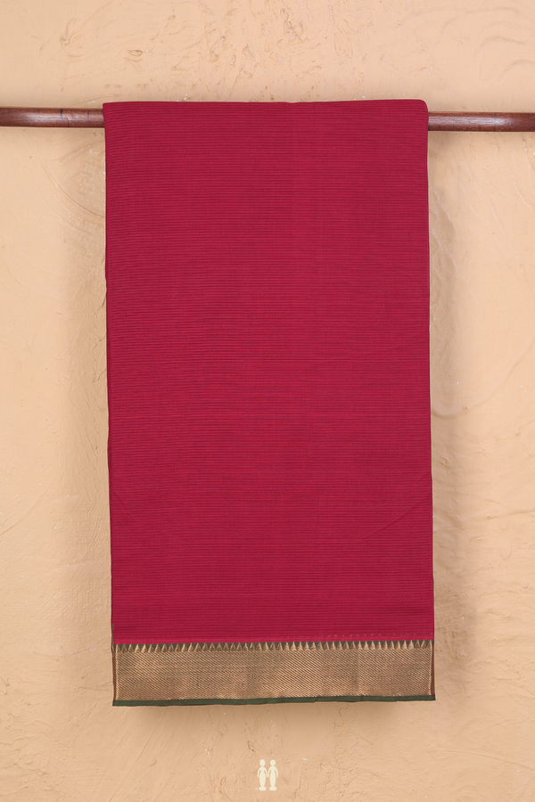 Mangalagiri Cotton Saree In Red With Twill Weave Border