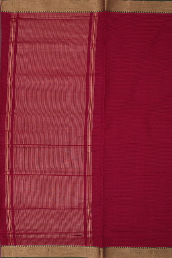 Mangalagiri Cotton Saree In Red With Twill Weave Border