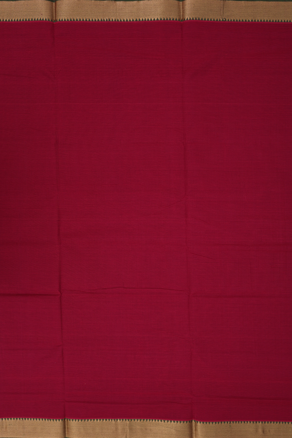 Mangalagiri Cotton Saree In Red With Twill Weave Border