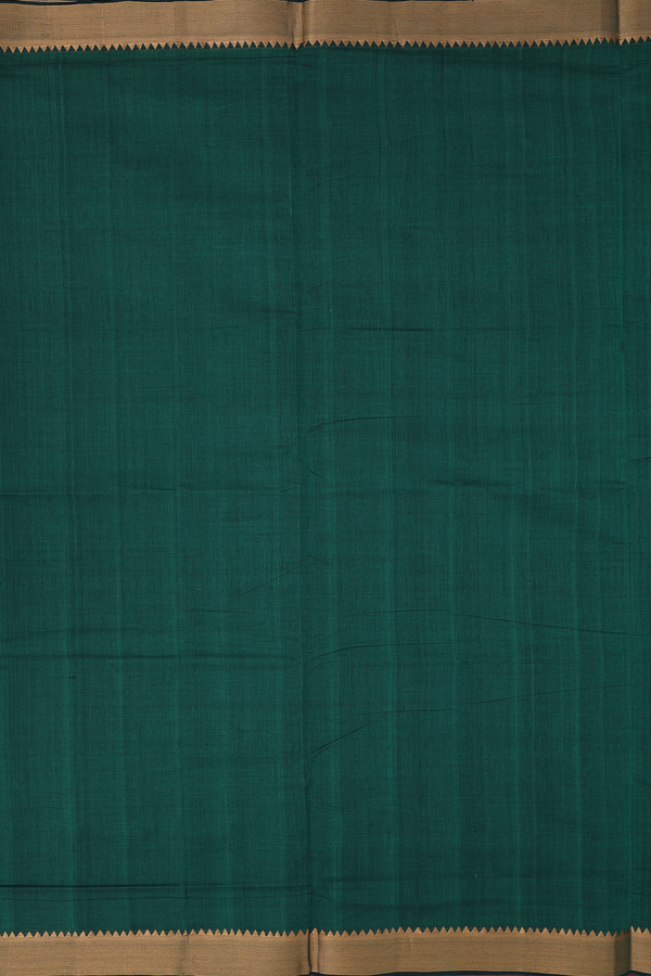Mangalagiri Cotton Saree In Forest Green With Zari Border
