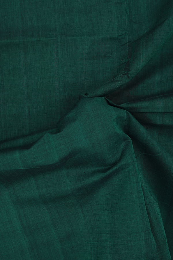 Mangalagiri Cotton Saree In Forest Green With Zari Border