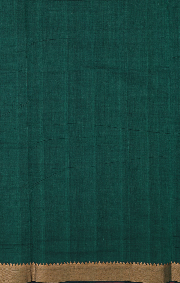 Mangalagiri Cotton Saree In Forest Green With Zari Border