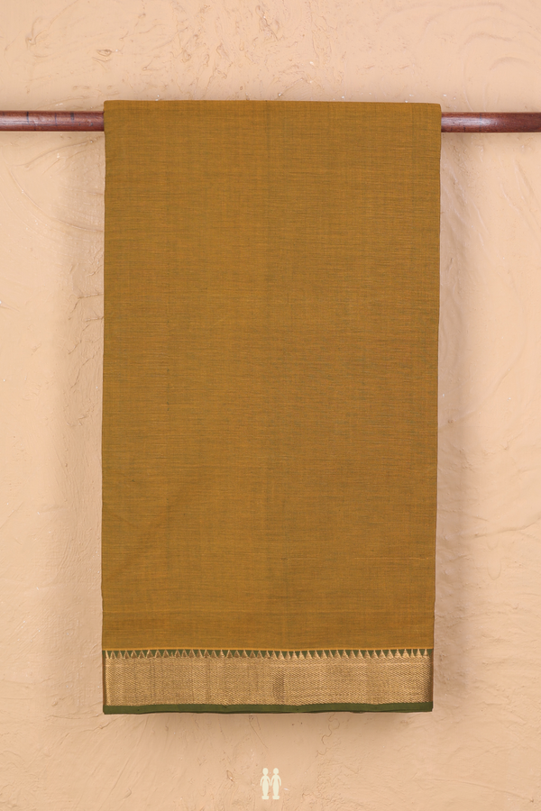 Mangalagiri Cotton Saree In Golden Brown With Zari Border