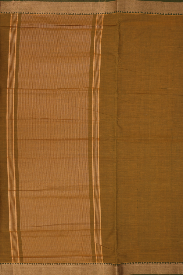 Mangalagiri Cotton Saree In Golden Brown With Zari Border