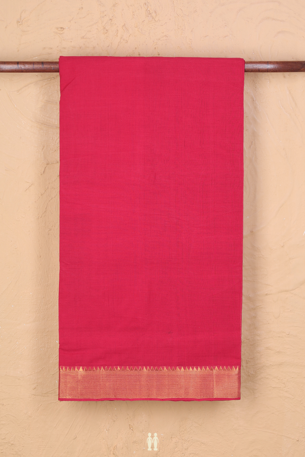 Mangalagiri Cotton Saree In Red With Zari Border