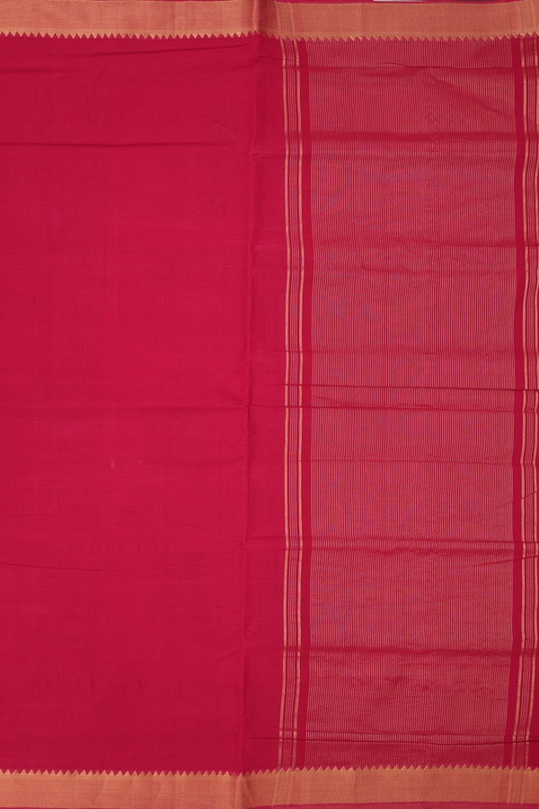 Mangalagiri Cotton Saree In Red With Zari Border
