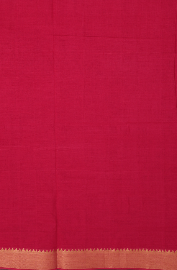 Mangalagiri Cotton Saree In Red With Zari Border