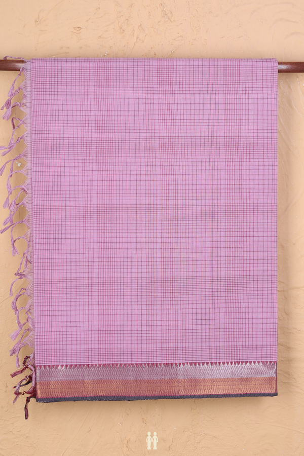 Mangalagiri Cotton Saree In Dusty Purple With Checks Design