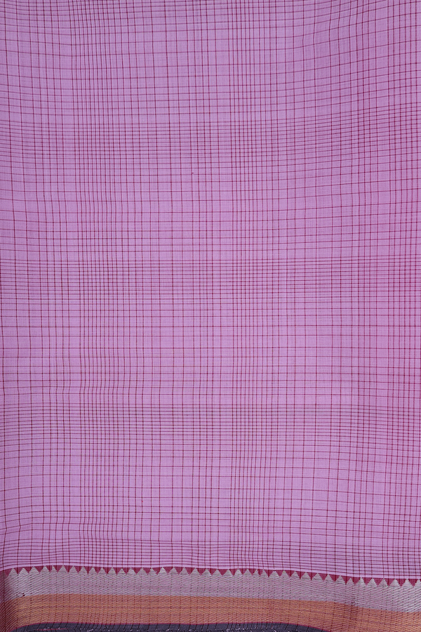 Mangalagiri Cotton Saree In Dusty Purple With Checks Design