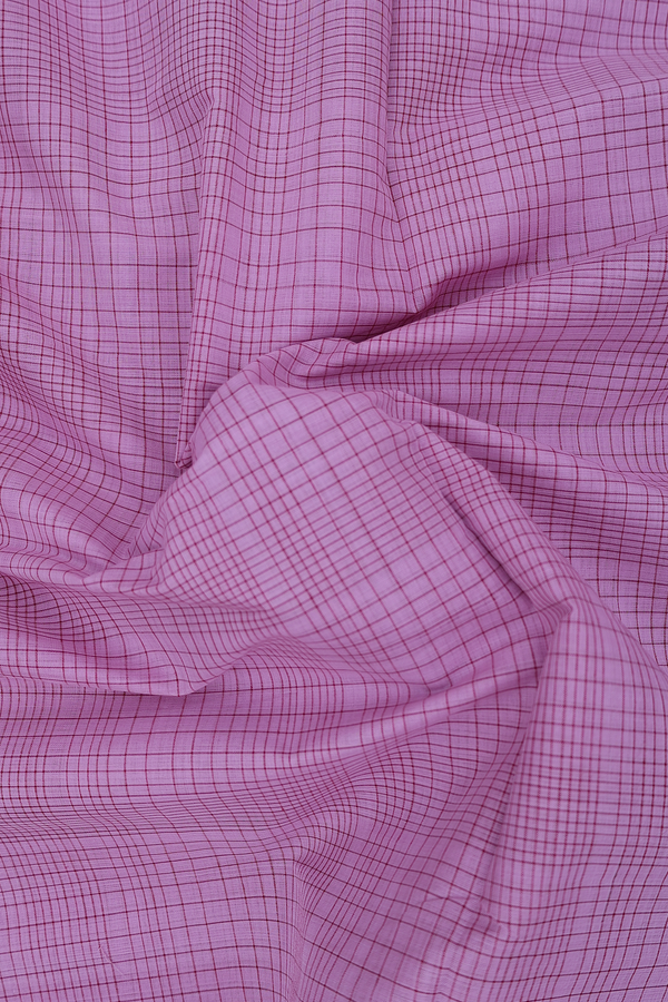Mangalagiri Cotton Saree In Dusty Purple With Checks Design