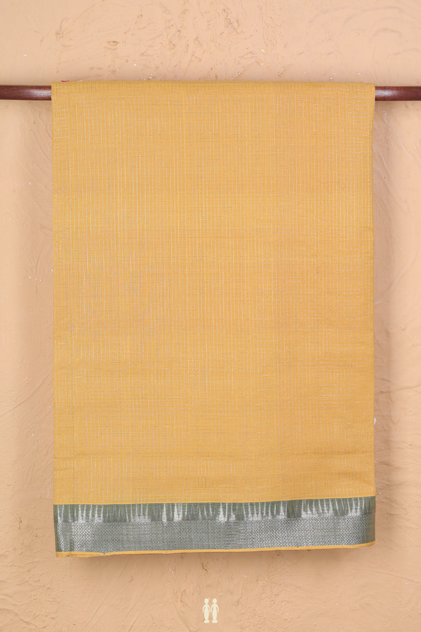 Mangalagiri Cotton Saree In Yellow With Checks Design