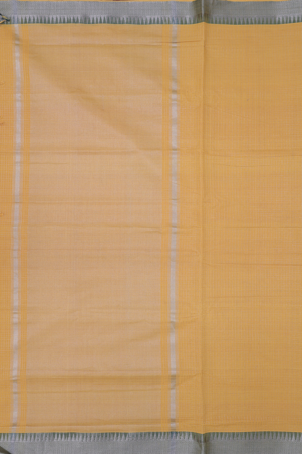 Mangalagiri Cotton Saree In Yellow With Checks Design