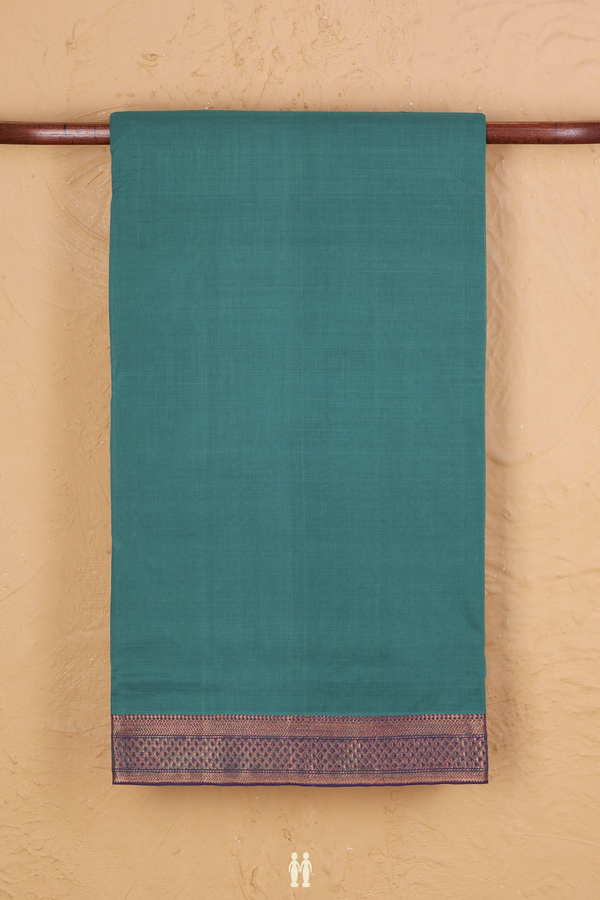 Mangalagiri Cotton Saree In Green With Zari Border