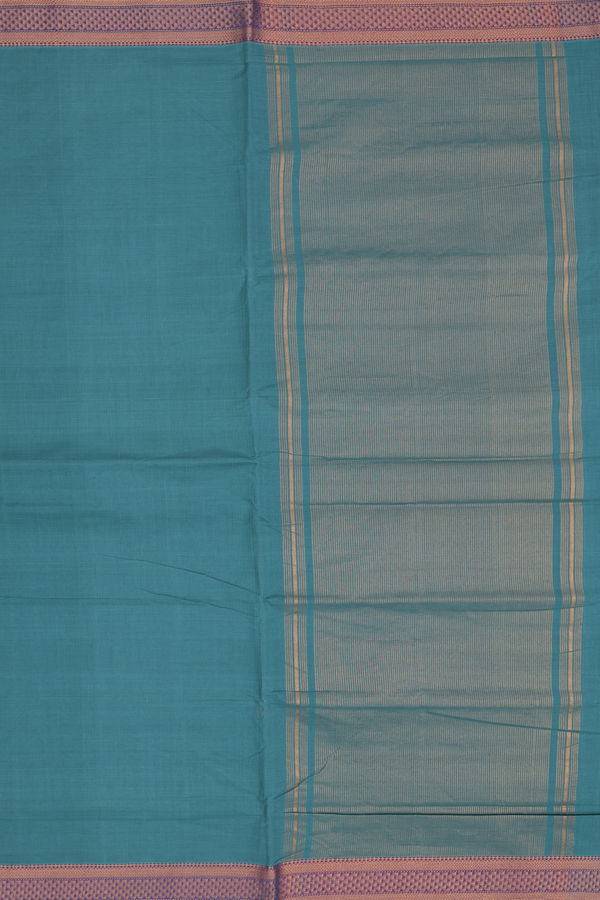 Mangalagiri Cotton Saree In Green With Zari Border