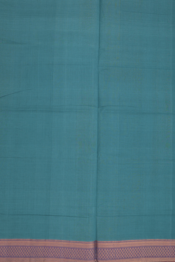 Mangalagiri Cotton Saree In Green With Zari Border