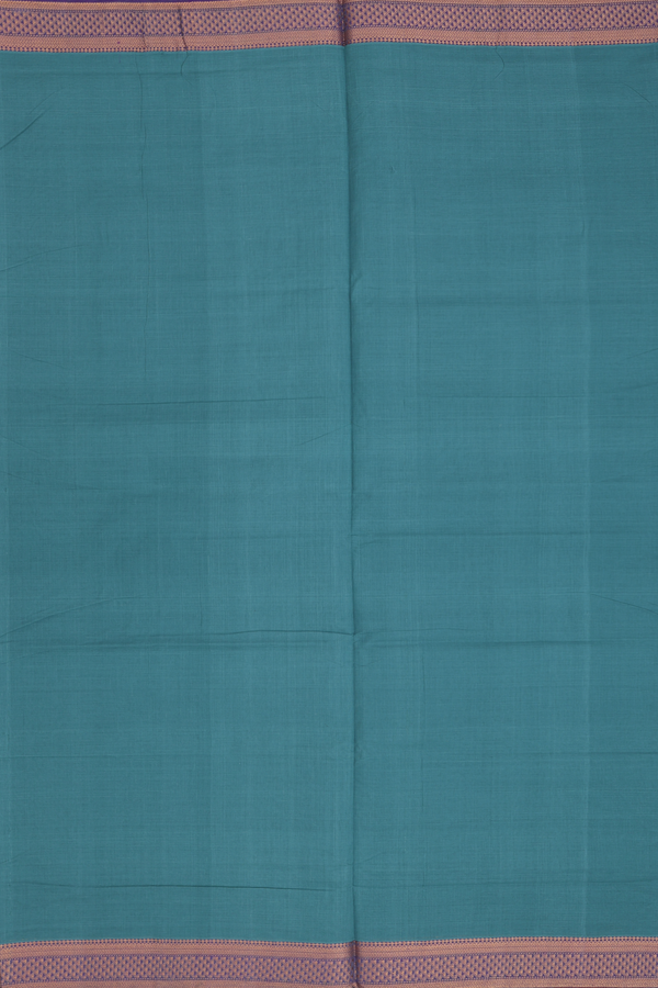 Mangalagiri Cotton Saree In Green With Zari Border