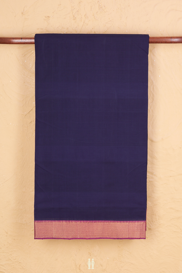 Mangalagiri Cotton Saree In Navy Blue With Zari Border