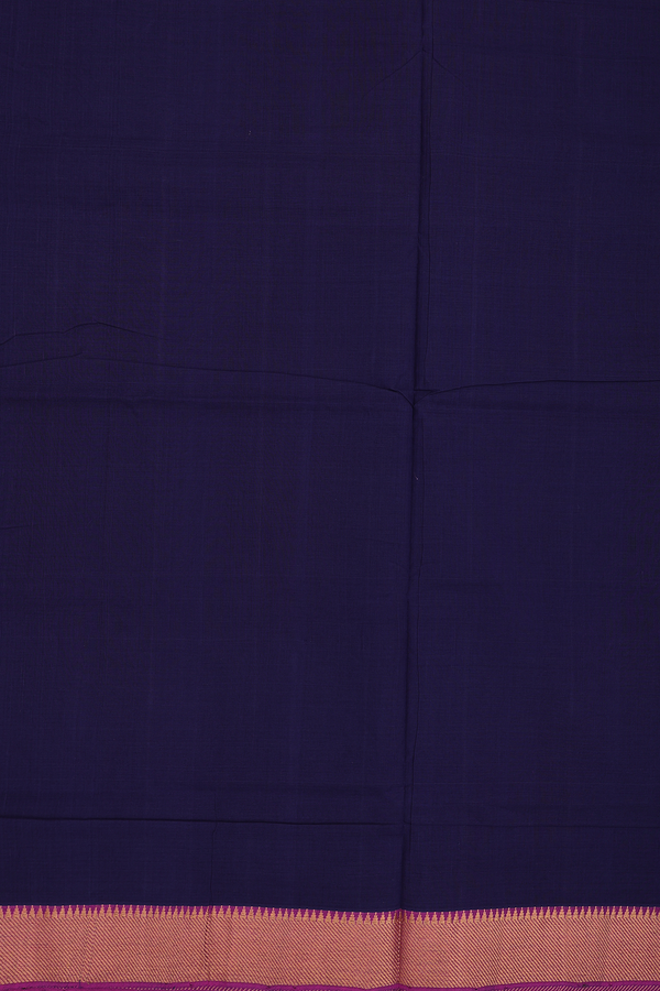 Mangalagiri Cotton Saree In Navy Blue With Zari Border