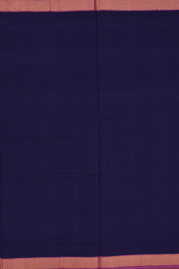Mangalagiri Cotton Saree In Navy Blue With Zari Border
