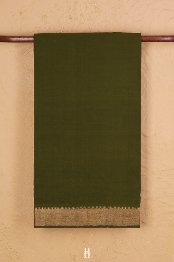 Mangalagiri Cotton Saree In Mehendi Green With Zari Border