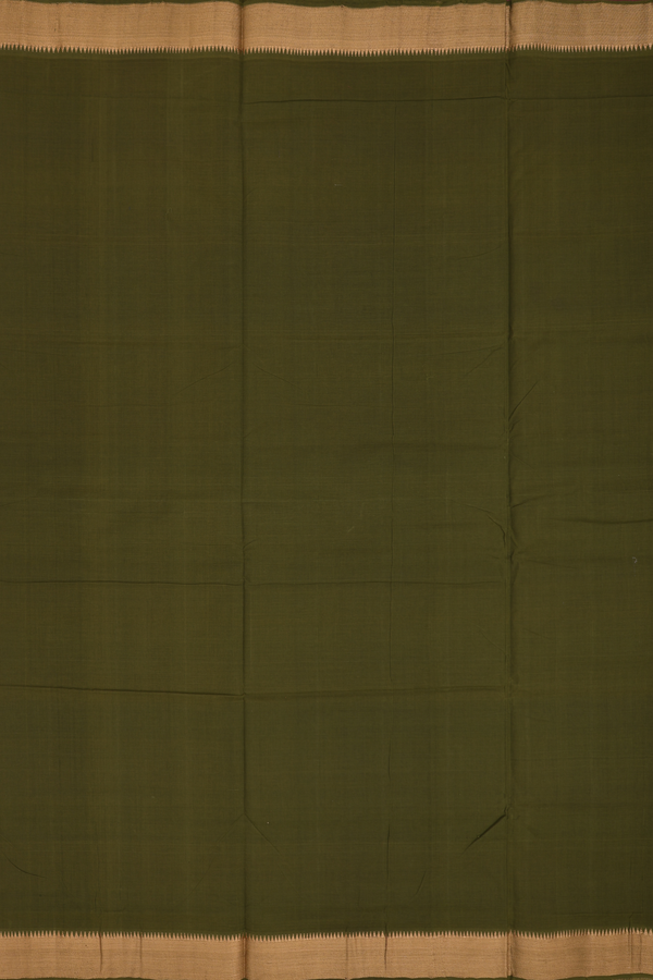 Mangalagiri Cotton Saree In Mehendi Green With Zari Border