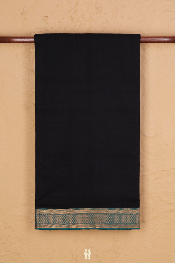 Mangalagiri Cotton Saree In Black With Contrast Border