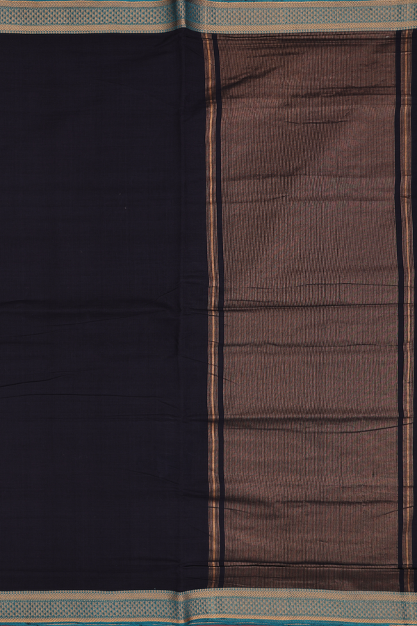 Mangalagiri Cotton Saree In Black With Contrast Border