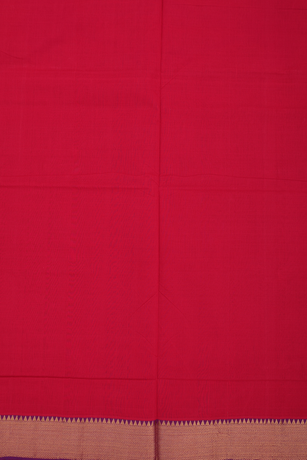 Mangalagiri Cotton Saree In Crimson Red With Contrast Border