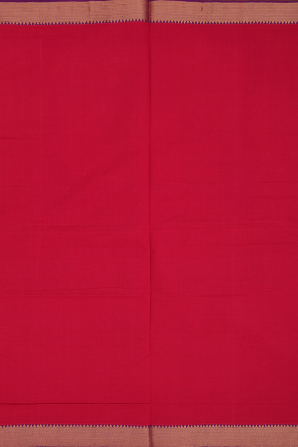 Mangalagiri Cotton Saree In Crimson Red With Contrast Border