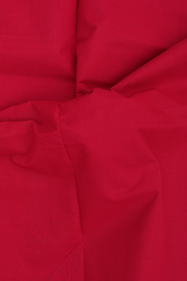 Mangalagiri Cotton Saree In Crimson Red With Contrast Border