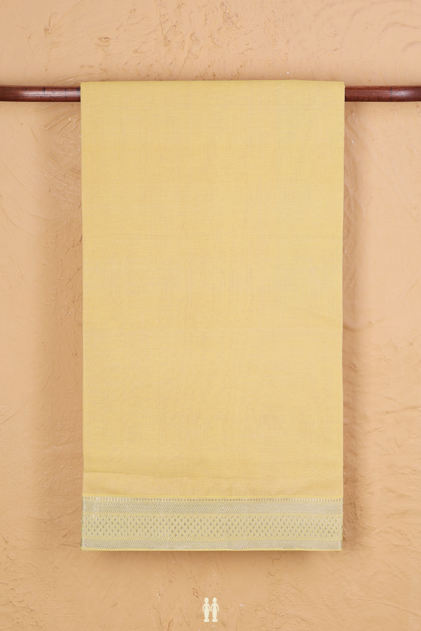 Mangalagiri Cotton Saree In Light Yellow With Zari Border
