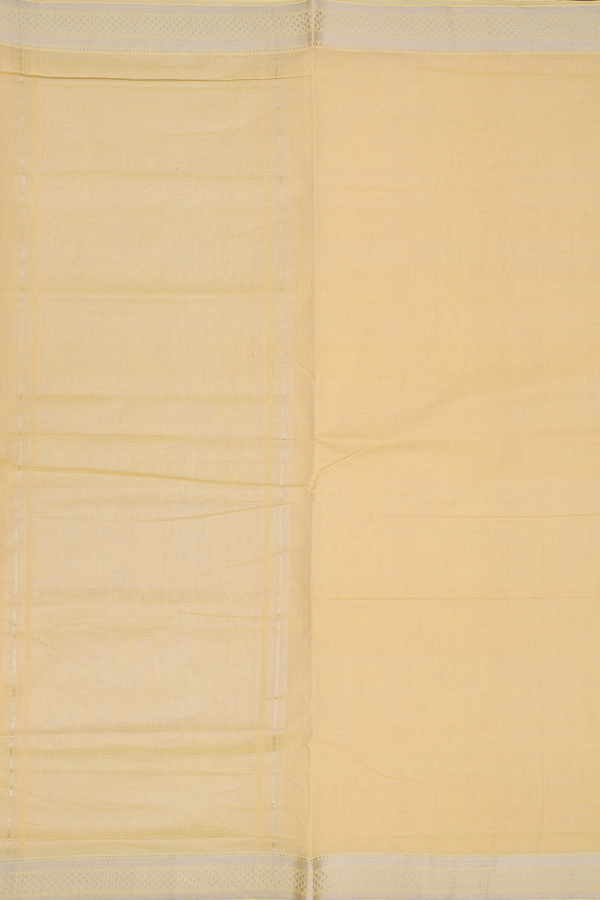 Mangalagiri Cotton Saree In Light Yellow With Zari Border