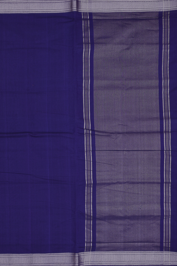 Mangalagiri Cotton Saree In Navy Blue With Zari Border