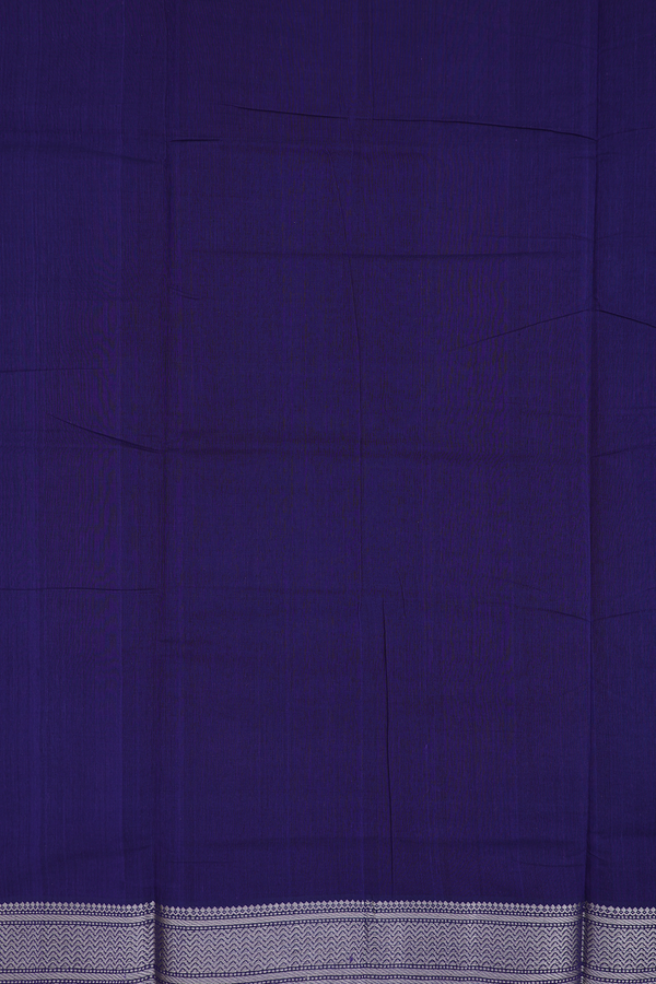 Mangalagiri Cotton Saree In Navy Blue With Zari Border