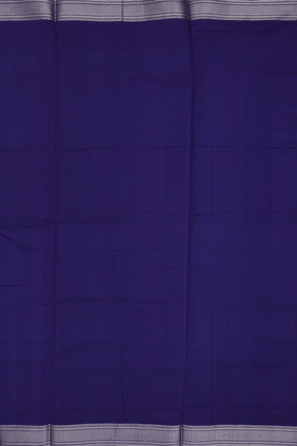 Mangalagiri Cotton Saree In Navy Blue With Zari Border