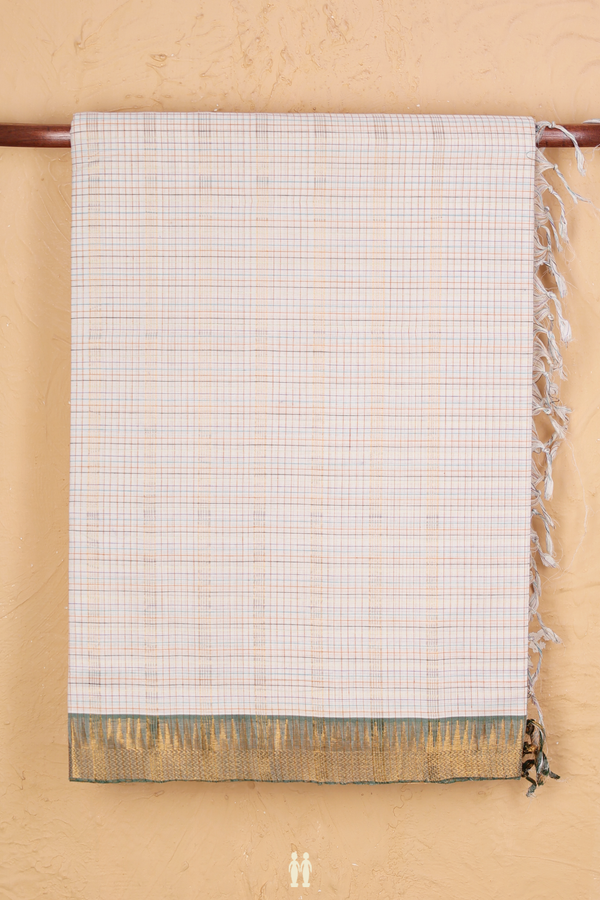 Mangalagiri Cotton Saree In White With Contrast Border