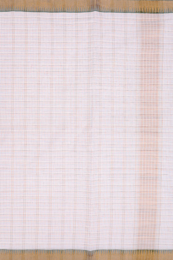 Mangalagiri Cotton Saree In White With Contrast Border