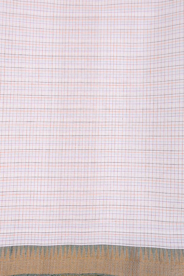 Mangalagiri Cotton Saree In White With Contrast Border