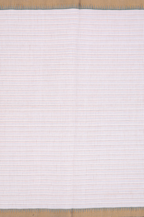 Mangalagiri Cotton Saree In White With Contrast Border
