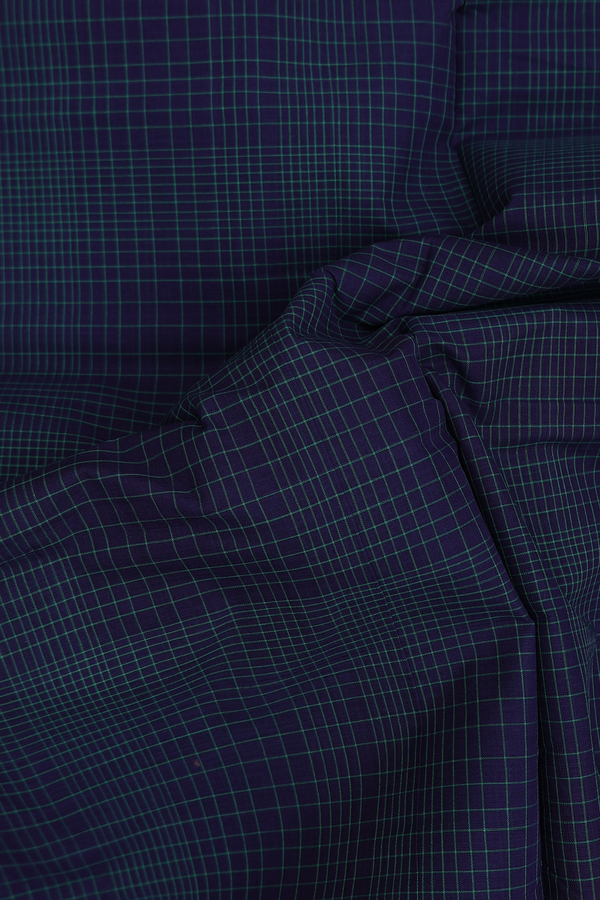 Mangalagiri Cotton Saree In Navy Blue With Checks Design