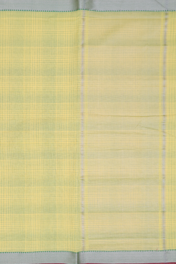 Mangalagiri Cotton Saree In Yellow With Checks Design