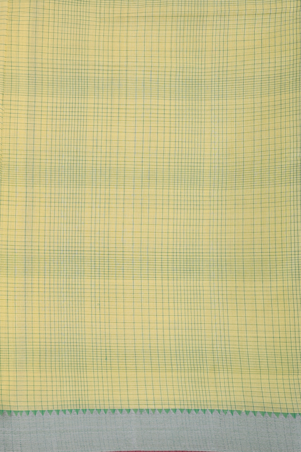 Mangalagiri Cotton Saree In Yellow With Checks Design