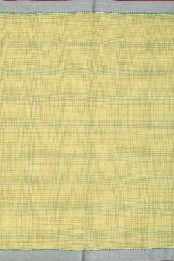 Mangalagiri Cotton Saree In Yellow With Checks Design